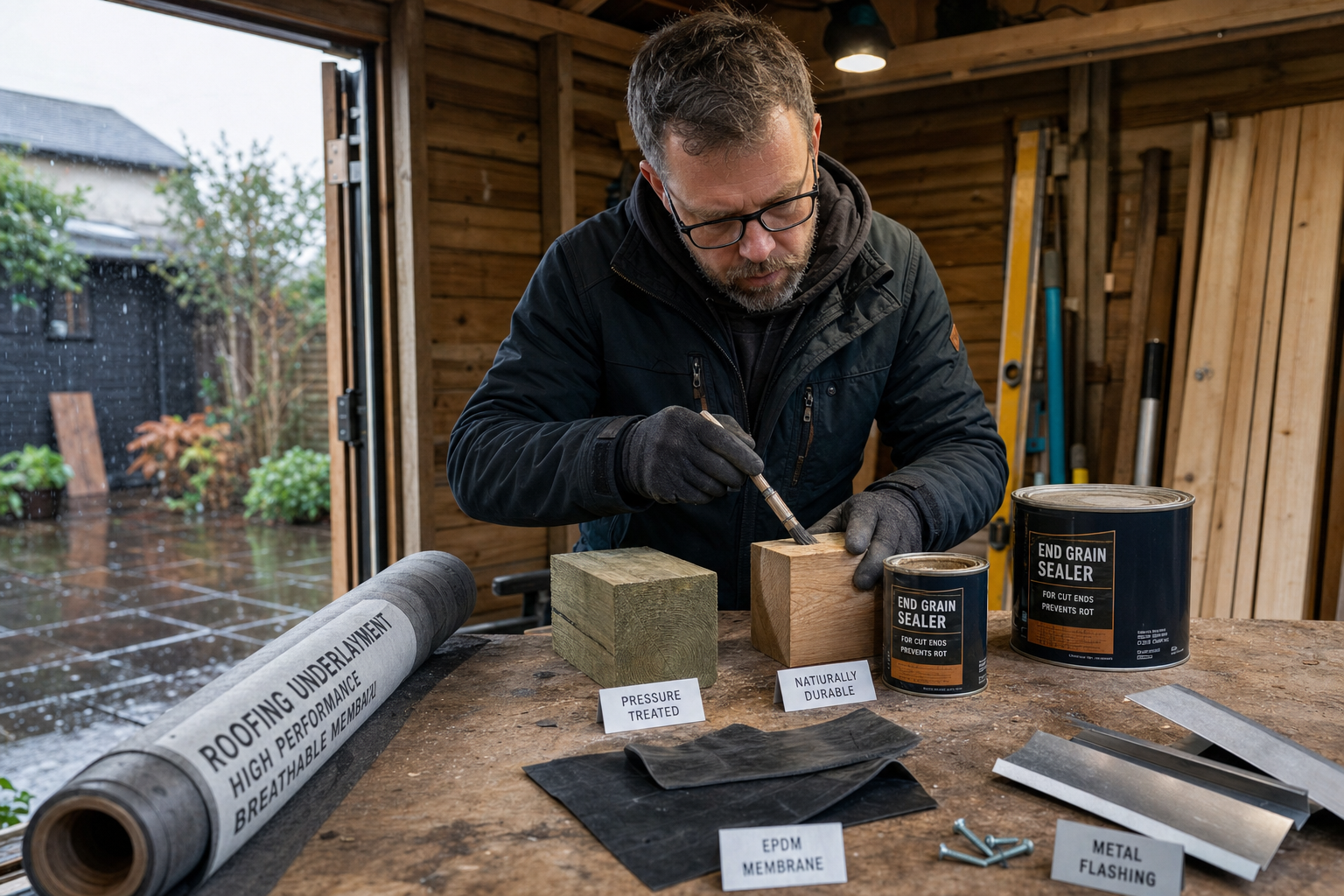 Houten schuur bouwpakket met dakbedekking